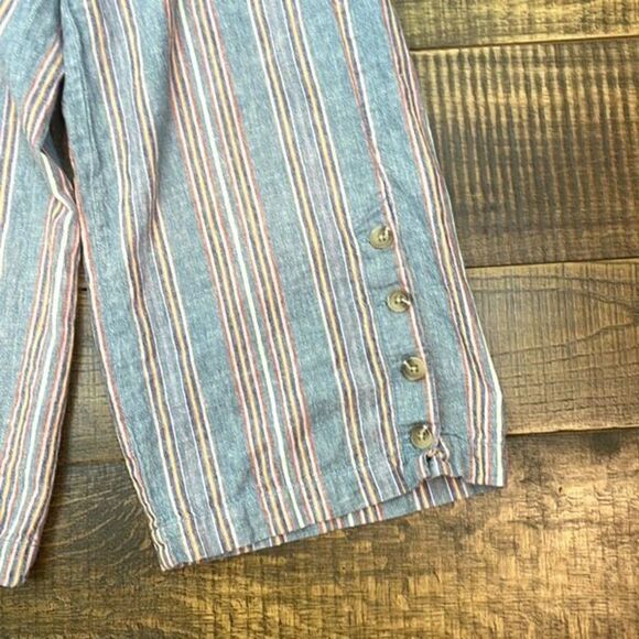 Madewell Tall Side-Button Huston Pull-On Crop Pants in Rainbow Stripe Size XS - Picture 6 of 13